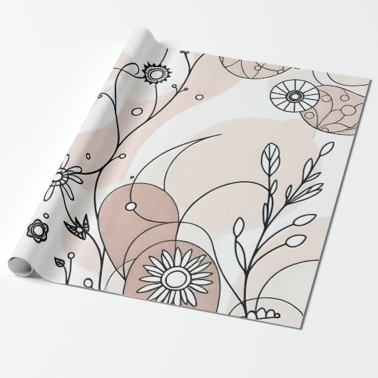 Modern Boho Chic Abstract bruin decor Cadeaupapier (Uitgerold)