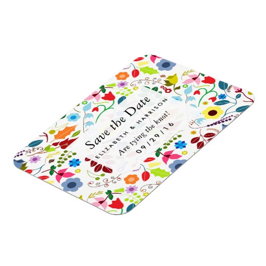 Modern Boho Chic Bloemen Bruiloft Save The Date Magneet (Linkerzijde)