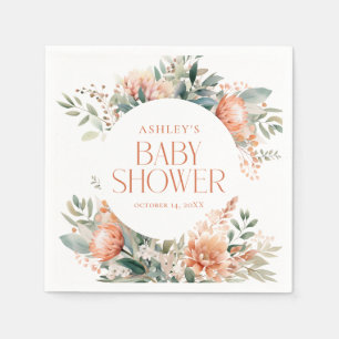 Modern Boho Chic Floral Botanical Baby shower Servet
