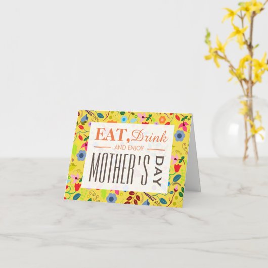 Modern Boho Chic Floral Moederdag Kaart (Gele Bloem)