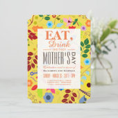 Modern Boho Chic Floral Moederdag Meal Kaart (Staand voorkant)