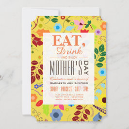 Modern Boho Chic Floral Moederdag Meal Kaart
