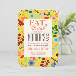Modern Boho Chic Floral Moederdag Meal Kaart