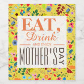 Modern Boho Chic Floral Moederdag Wijn Etiket (Enkel label)