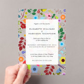 Modern Boho Chic Floral Wedding Acryl Uitnodigingen (Insitu (Draagbaar))