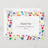 Modern Boho Chic Floral Wedding Bedankt Briefkaart (Voorkant / Achterkant)