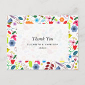 Modern Boho Chic Floral Wedding Bedankt Briefkaart (Voorkant)