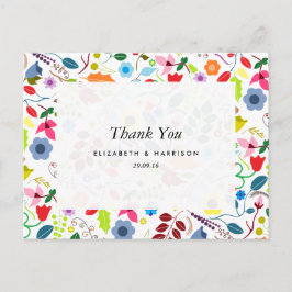Modern Boho Chic Floral Wedding Bedankt Briefkaart