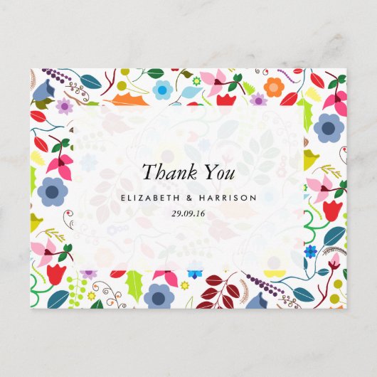 Modern Boho Chic Floral Wedding Bedankt Briefkaart (Voorkant)