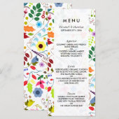 Modern Boho Chic Floral Wedding Menu (Voorkant / Achterkant)