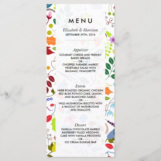 Modern Boho Chic Floral Wedding Menu (Voorkant)