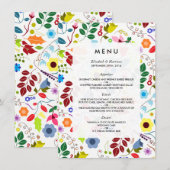 Modern Boho Chic Floral Wedding Menu (Voorkant / Achterkant)