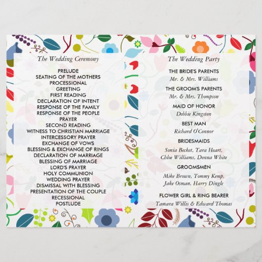 Modern Boho Chic Floral Wedding Programme (Achterkant)