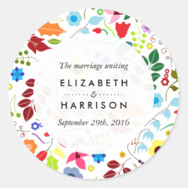 Modern Boho Chic Floral Wedding Ronde Sticker