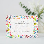 Modern Boho Chic Floral Wedding RSVP Kaartje (Staand voorkant)