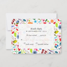 Modern Boho Chic Floral Wedding RSVP Kaartje