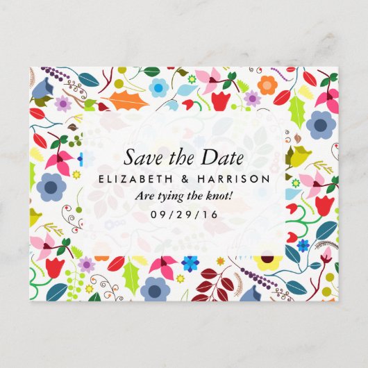 Modern Boho Chic Floral Wedding Save the Date Aankondigingskaart (Voorkant)