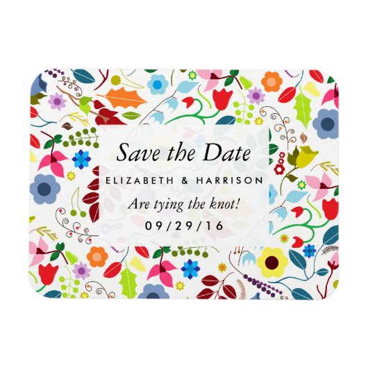 Modern Boho Chic Floral Wedding Save the Date Magneet (Horizontaal)