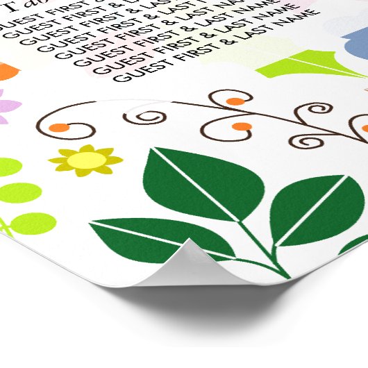 Modern Boho Chic Floral Wedding Seating Chart Poster (Hoek)