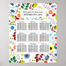Modern Boho Chic Floral Wedding Seating Chart Poster