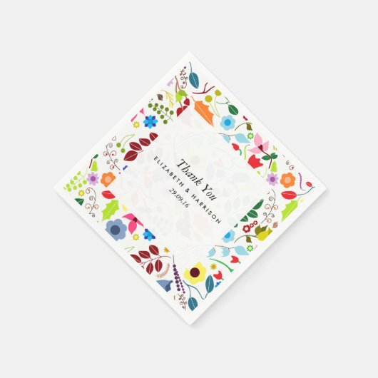 Modern Boho Chic Floral Wedding Servetten (Hoek)