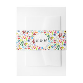 Modern Boho Chic Floral Wedding Uitnodigingen Wikkel