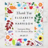 Modern Boho Chic Floral Wedding Wijn Etiket (Enkel label)