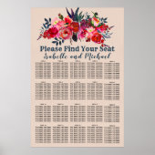 Modern Boho Chic Red Floral 20-tabel zitplaatje Poster (Voorkant)