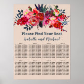 Modern Boho Chic Red Floral 8-tabel Poster (Voorkant)