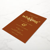 Modern Boho Chic Retro Wedding Gold Folie Uitnodiging (Gedraaid)