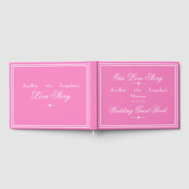 Modern Boho Chic Script Elegante Roze Meisje Huwel Gastenboek
