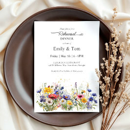Modern Boho Chic Wildflower Rehearsal Dinner Kaart