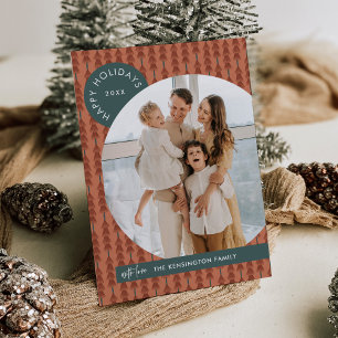 Modern Boho Christmas Photo Holiday Kaart