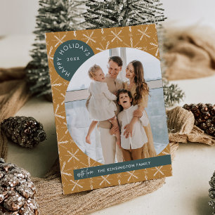 Modern Boho Christmas Photo Holiday Kaart