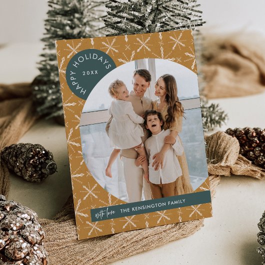 Modern Boho Christmas Photo Holiday Kaart
