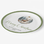 Modern Boho Christmas Scene Botanical Dinner Plate Papieren Bordje (Gekanteld)