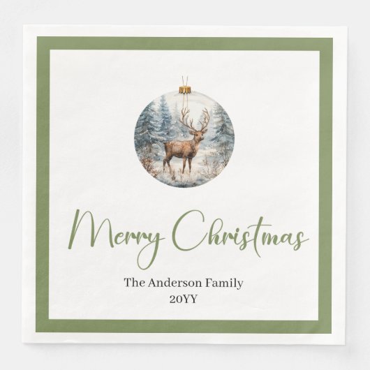 Modern Boho Christmas Scene Botanical Dinner Servet (Voorkant)