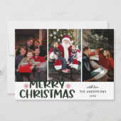 Modern Boho Christmas Tree Merry Christmas 3 Photo Feestdagenkaart (Voorkant)