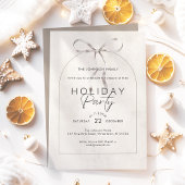 Modern Boho Coquette Bow Arch Script Holiday Party Kaart