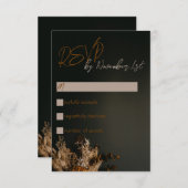 Modern Boho Dark Rustic Floral Wedding RSVP-kaart RSVP Kaartje (Voorkant / Achterkant)