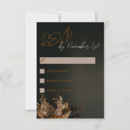 Modern Boho Dark Rustic Floral Wedding RSVP-kaart RSVP Kaartje