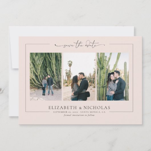 Modern Boho Desert | 3 Foto slaat de datum op Save The Date (Voorkant)
