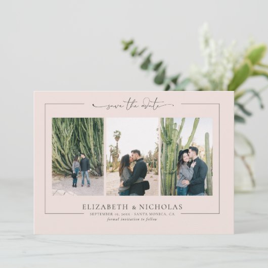 Modern Boho Desert | 3 Foto slaat de datum op Save The Date (Staand voorkant)