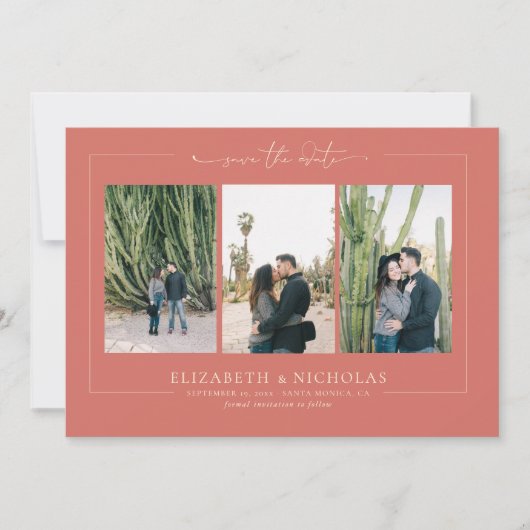 Modern Boho Desert | 3 Foto slaat de datum op Save The Date (Voorkant)