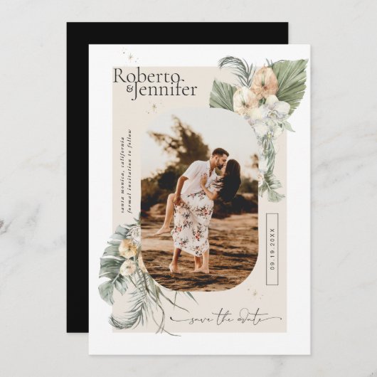 Modern Boho Desert | Floral foto slaat de datum op Save The Date (Voorkant / Achterkant)