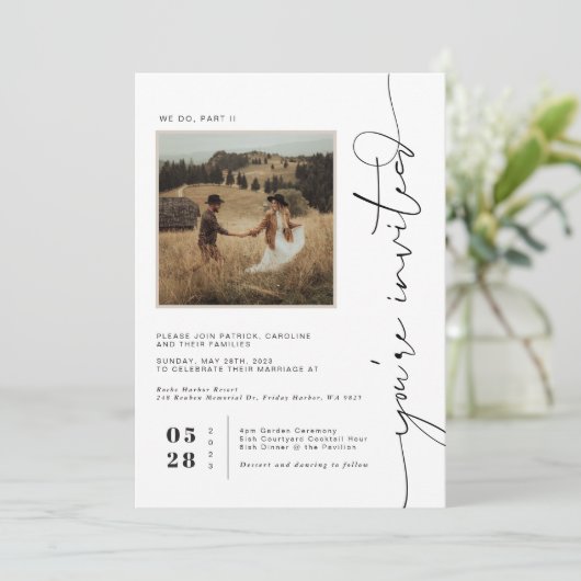 Modern Boho Desert | Square Photo Wedding Kaart (Staand voorkant)
