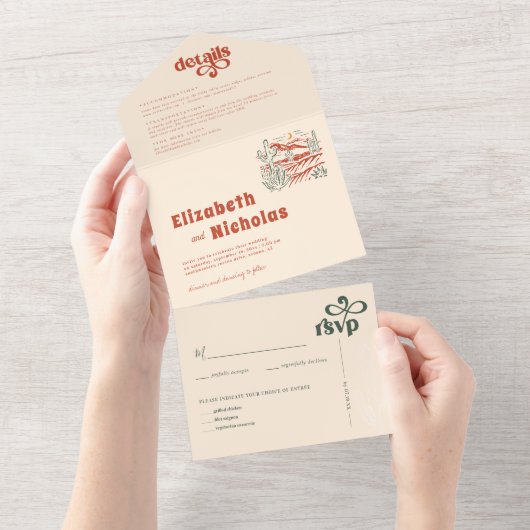 Modern Boho Desert | Uitnodiging voor één weddensc (Afscheurbaar)