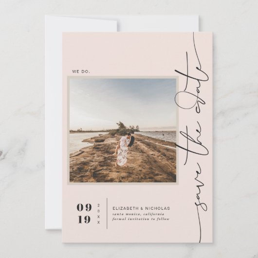 Modern Boho Desert | Vierkante foto slaat de datum Save The Date (Voorkant)