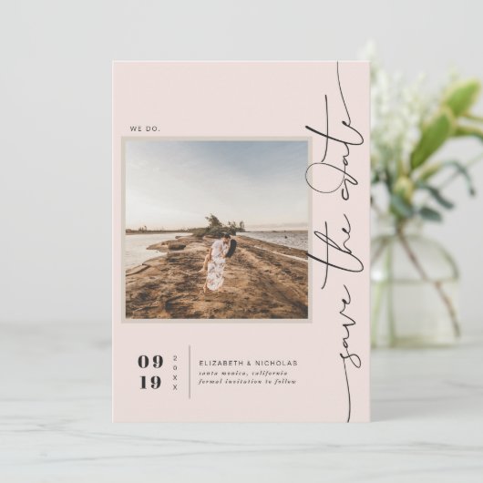 Modern Boho Desert | Vierkante foto slaat de datum Save The Date (Staand voorkant)