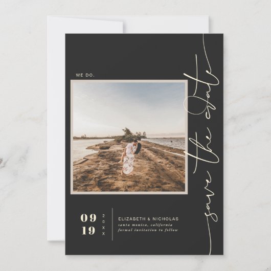 Modern Boho Desert | Vierkante foto slaat de datum Save The Date (Voorkant)